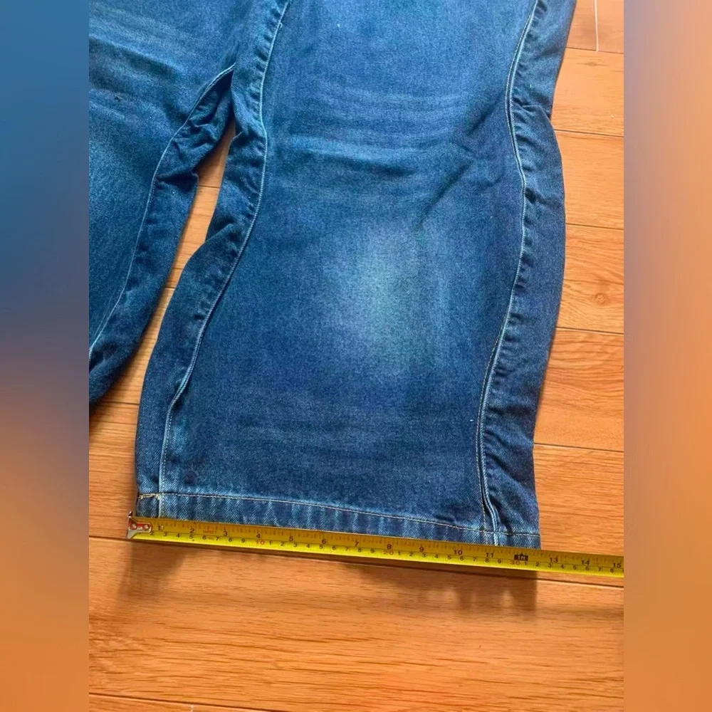 Men Trendy Wide Leg Wave‎ Design Jeans Influencer & Celebrity Inspired High Rise